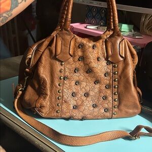 Costanza Rota Flowering Fields brown leather satchel bag purse